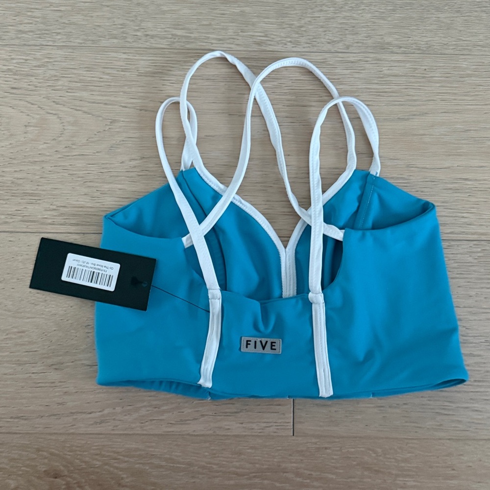 NWT Five the label On The Move Bra Blue and White Strappy Dance Top size M - Picture 2 of 4